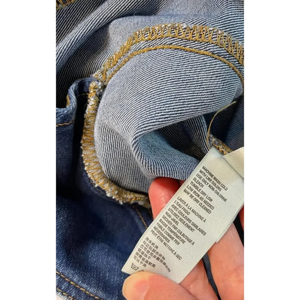 We The Free Curvy Denim Retro Flare Jean Seam Front High Rise Raw Hem Stretch 32 - Picture 8 of 8